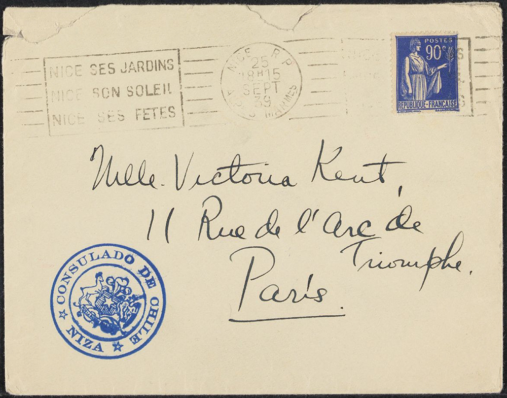 handwritten addressed envelope