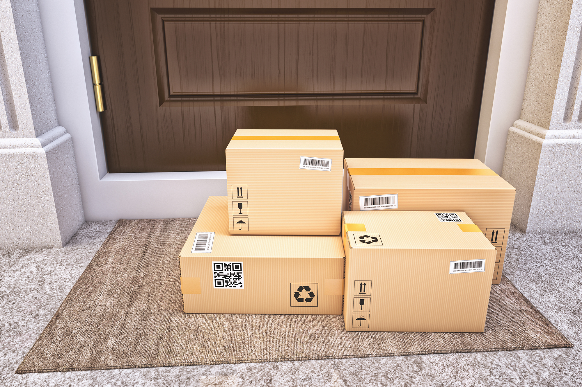 Packages waiting on a doorstep
