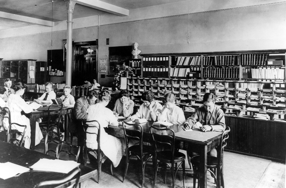 Undated photo of a study hall in Old Main. Courtesy of ASU Library
