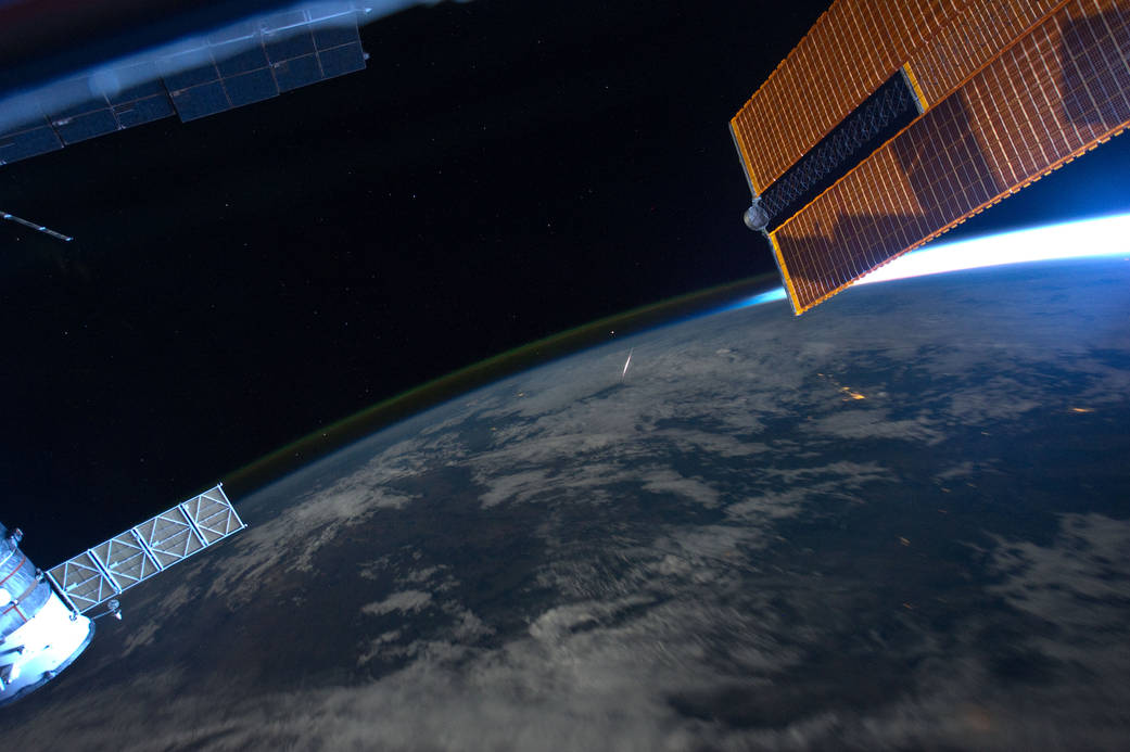 A photo of a meteor taken from the International Space Station.