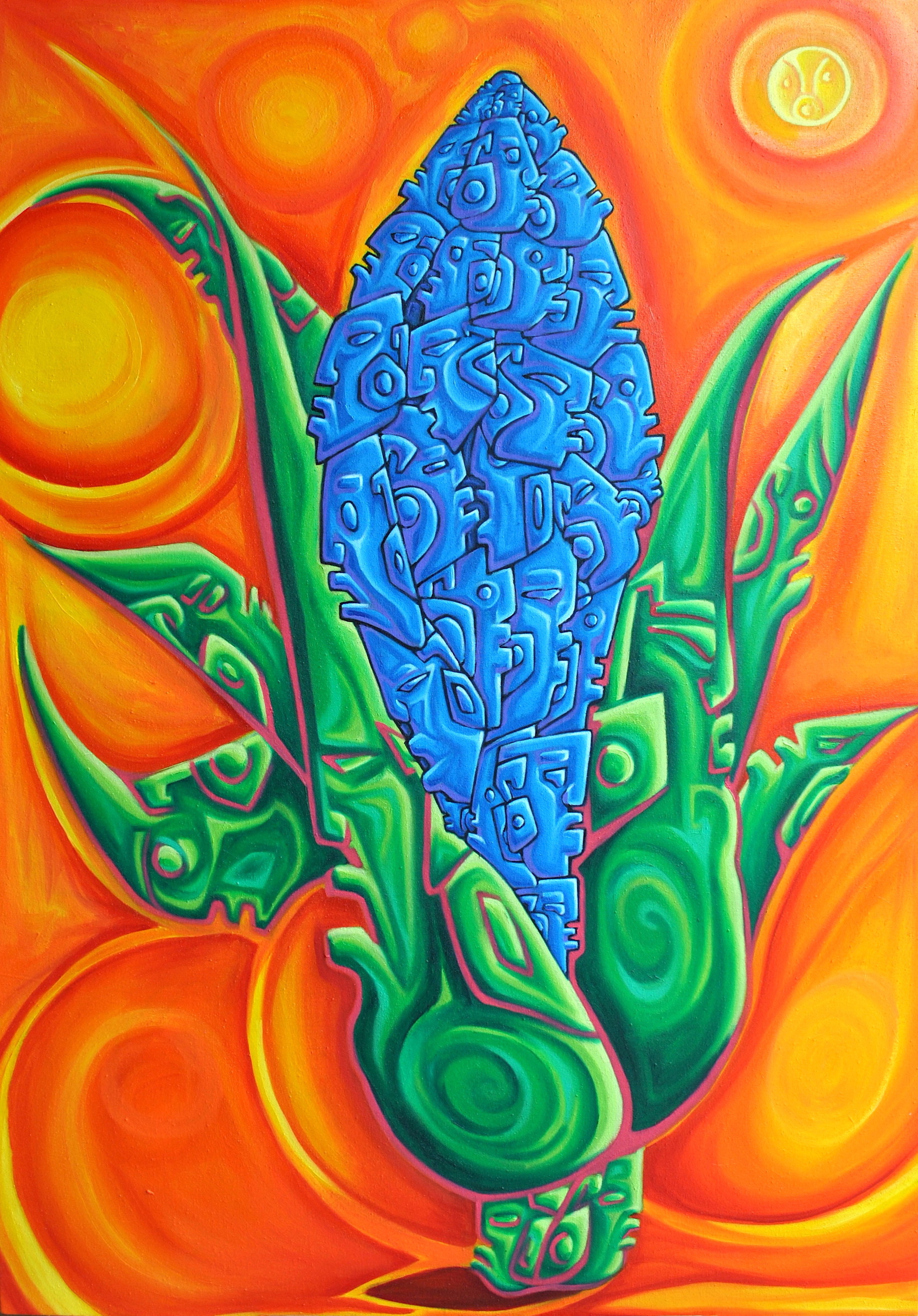 "Spirit of Maiz" oil painting by Edgar Fernandez