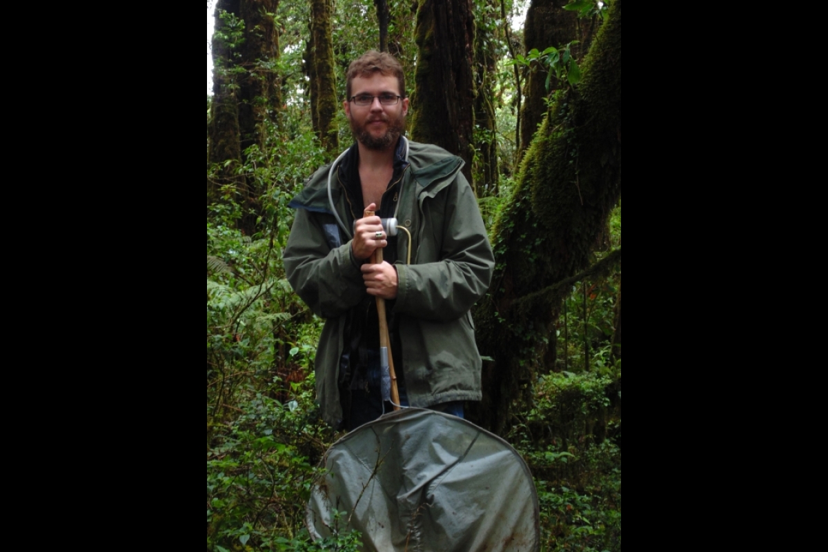 Michael “Andrew” Jansen collects weevils during field work in the cloud forests of Guatemala