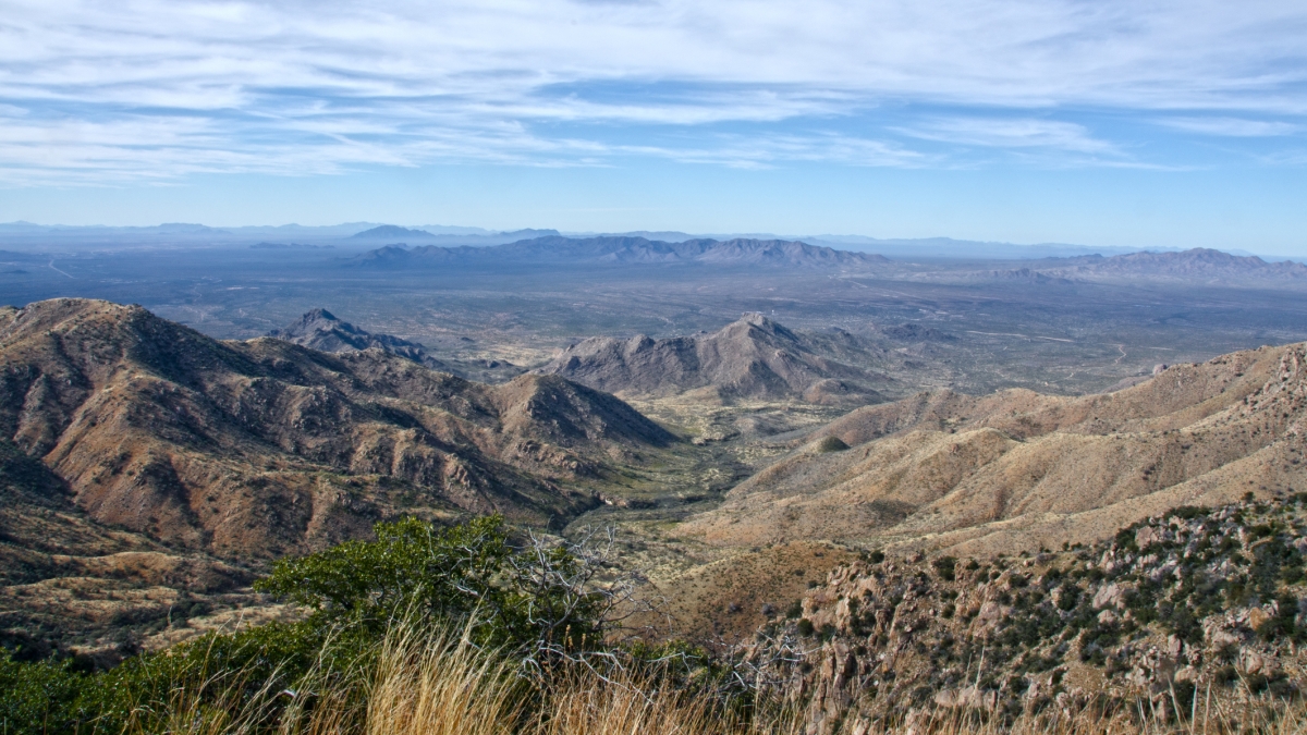 Panoramic photo of southern Arizona desert mountains