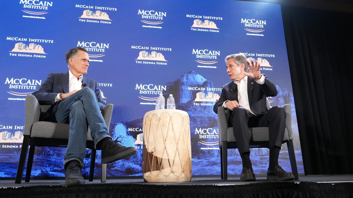 U.S. Senator Mitt Romney and Secretary of State Antony Blinken at Sedona Forum