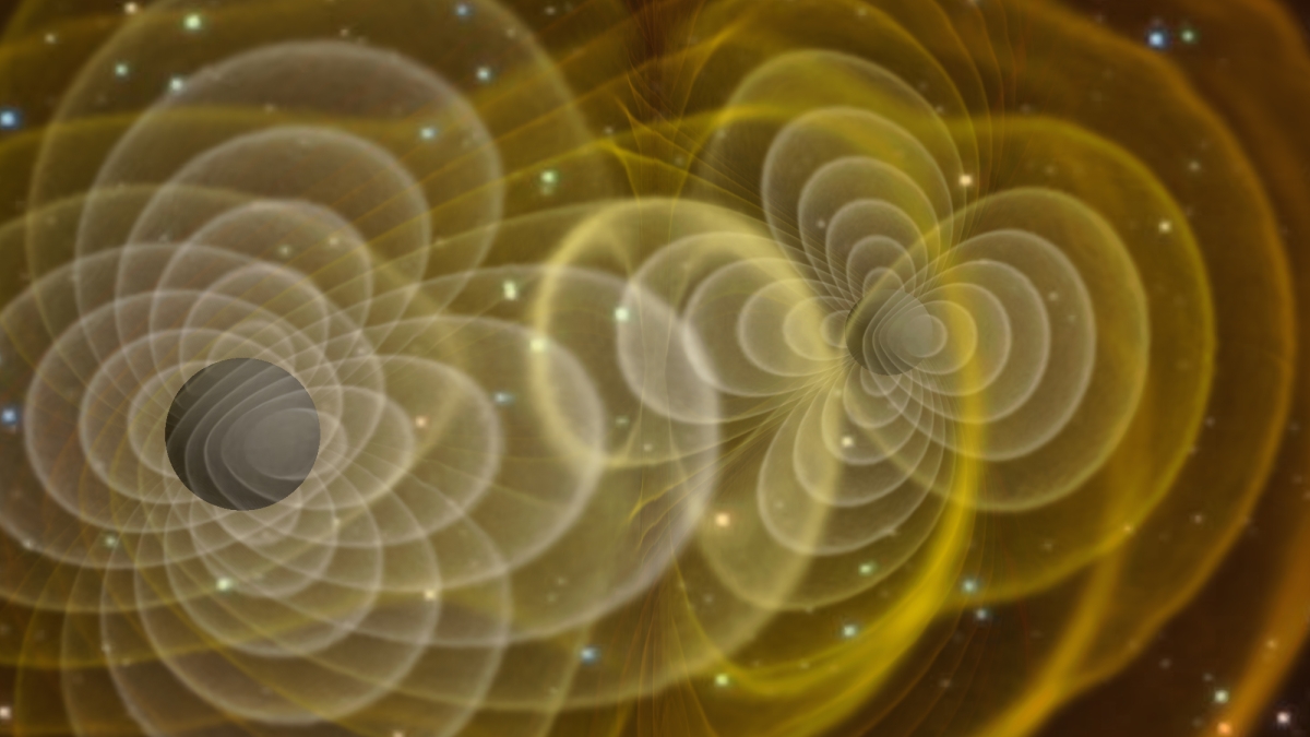 An illustration of gravitational waves.