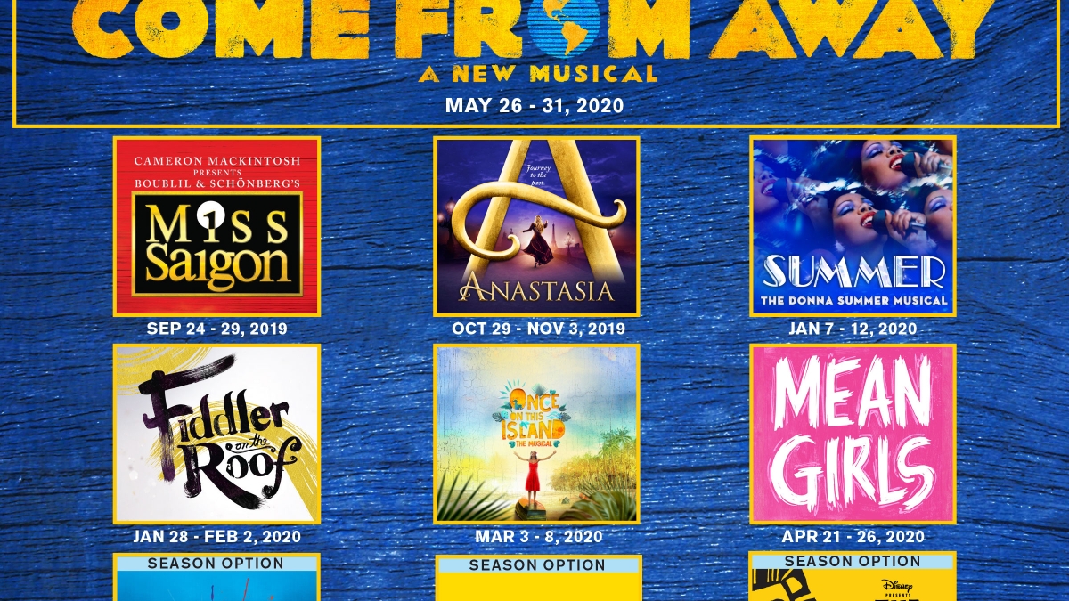 flyer featuring various Broadway logos