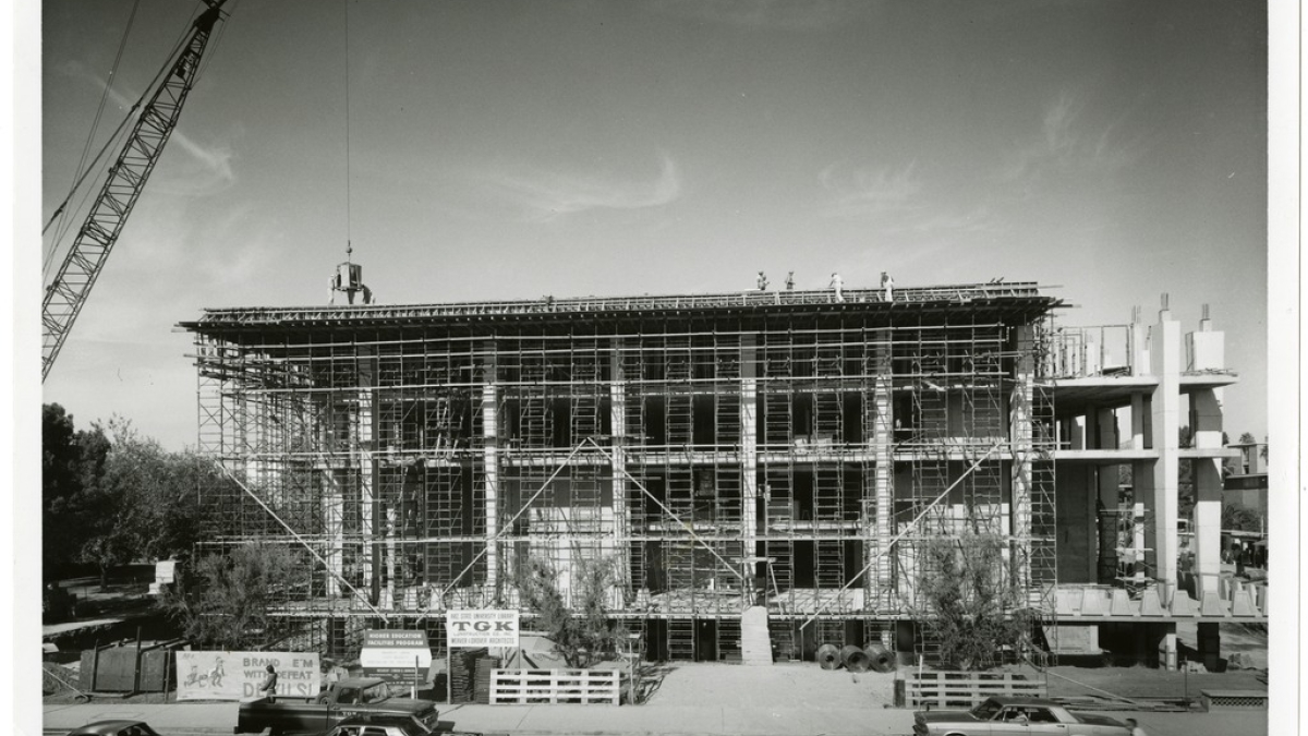Construction of Hayden Library in 1965