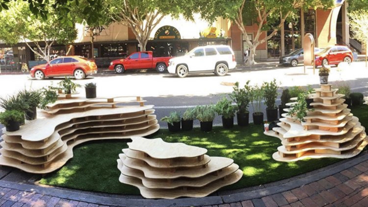 Photo of parklet created by ASU students for Park(ing) Day 2017. 