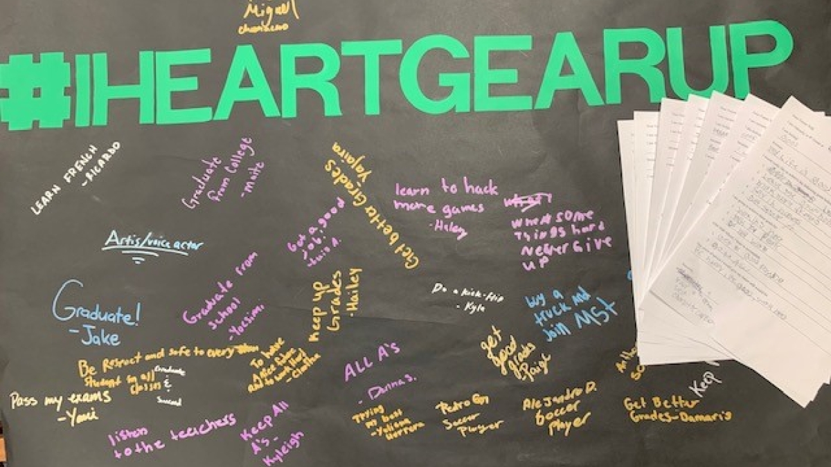 GEAR UP student poster that says I Heart Gear Up