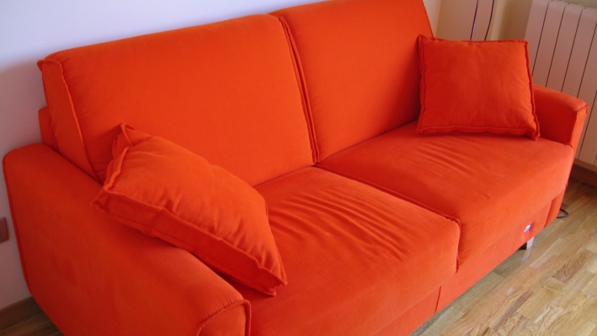An orange couch.