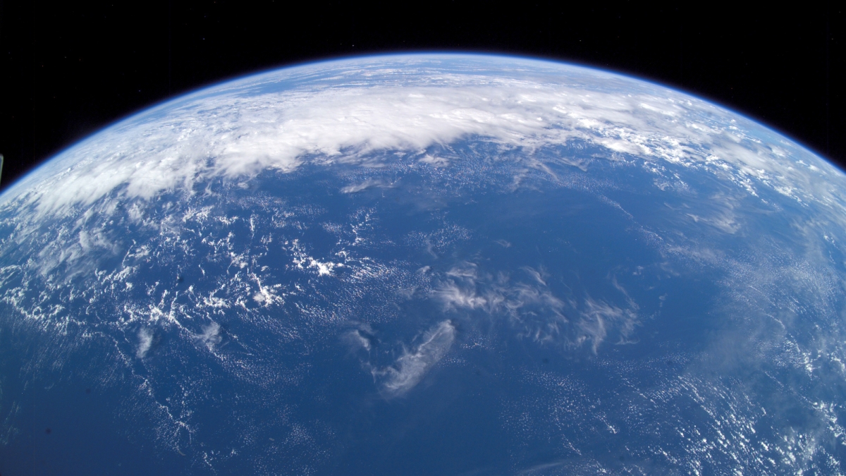 Photo of Earth from space showing mostly ocean