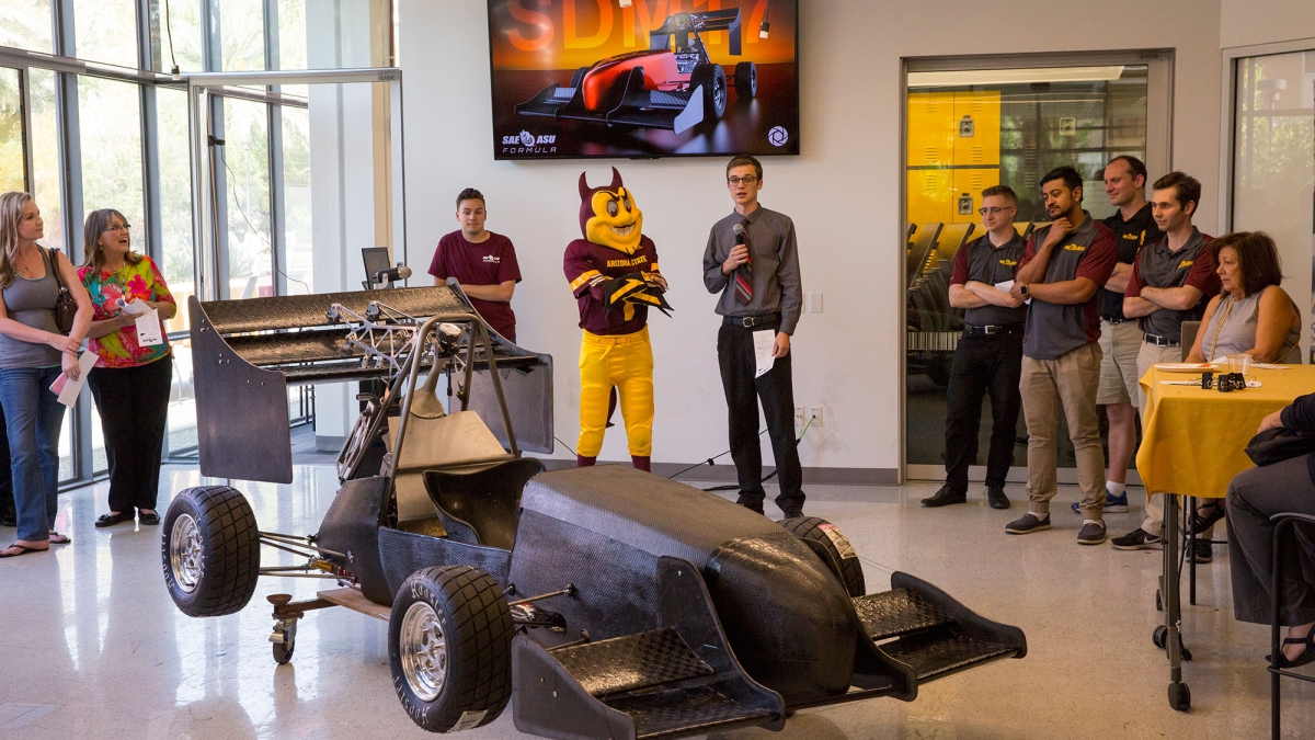 The car made by the ASU chapter of the Society of Automotive Engineers 