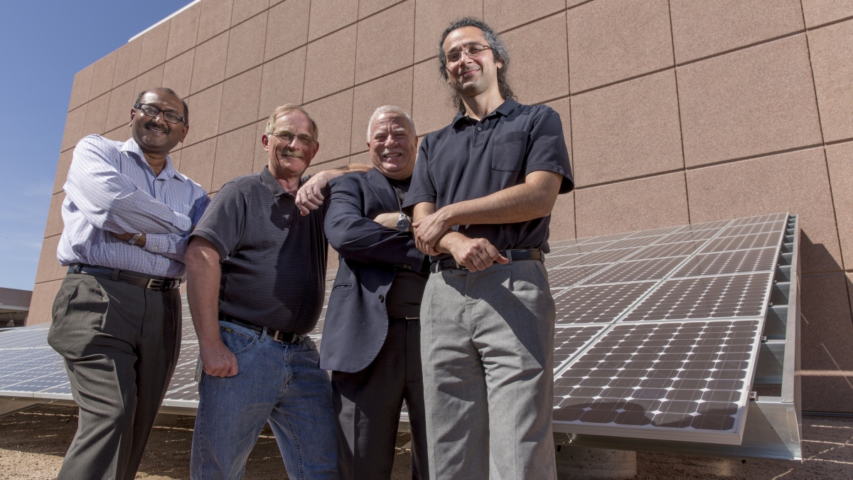 Leaders of SenSIP research center project at ASU Rearch Park solar facility
