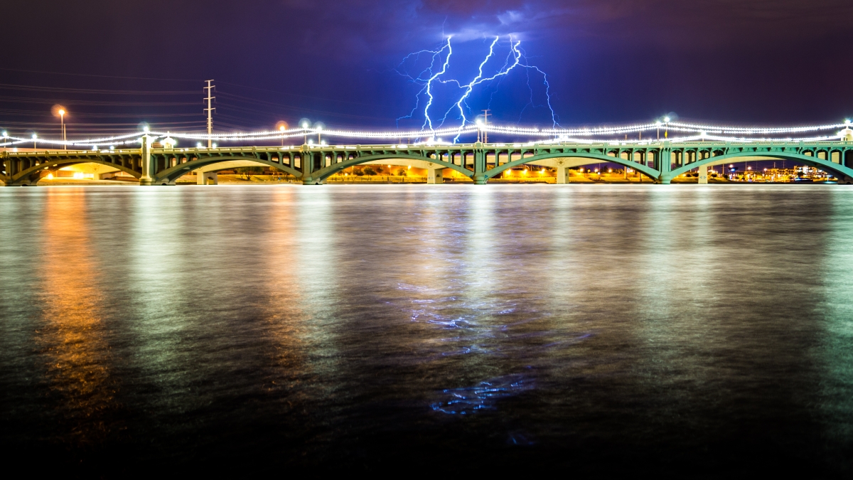 lightning and bridge