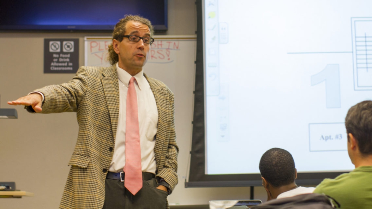 ASU Assistant Professor David Grau teaches in a classroom