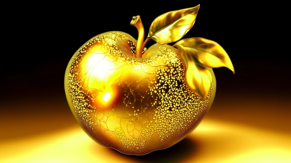 AI image of a golden apple.