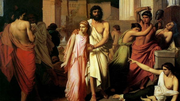 Public domain image of "Oepidus and Antigone" painting by Charles Francois Jalabert from Wikimedia Commons.