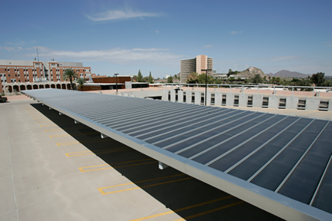 ASU's solar facility at the Tyler Street parking garage. 