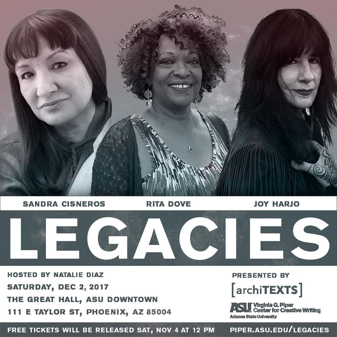 event flyer showing portraits of three women