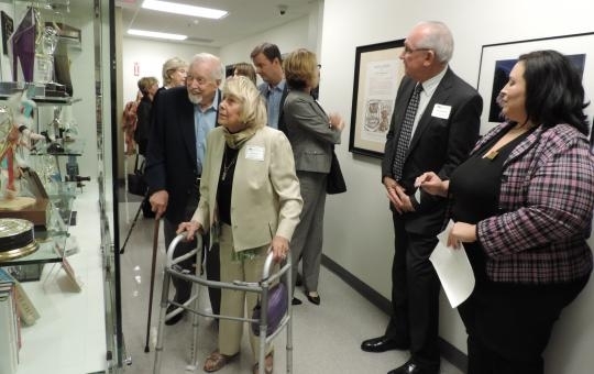 Hugh Downs and wife Ruth in 2013 at the unveiling of memorabilia at ASU 